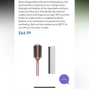 Dyson Rose Gold Round Brush & Comb Set